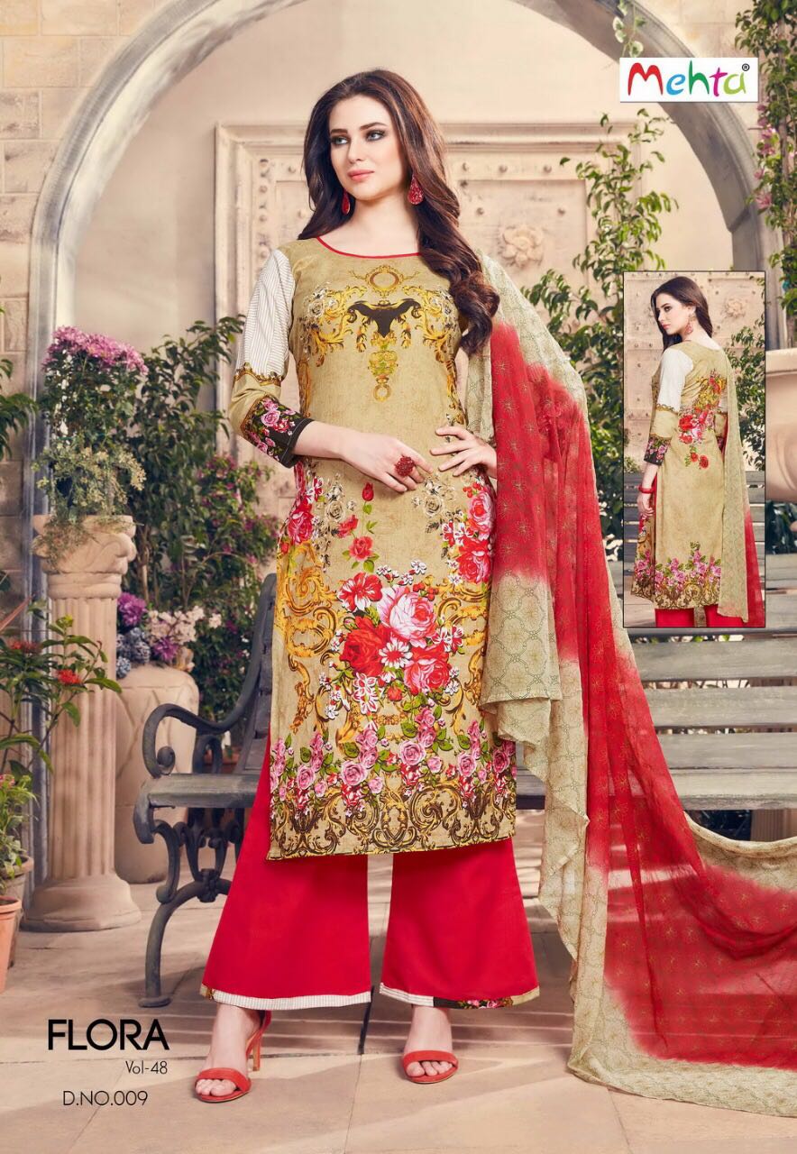 Flora Vol-48 By Mehta 001 To 010 Series Beautiful Stylish Fancy Colorful Casual Wear & Ethnic Wear Collection Pure Cotton Printed Dresses At Wholesale Price