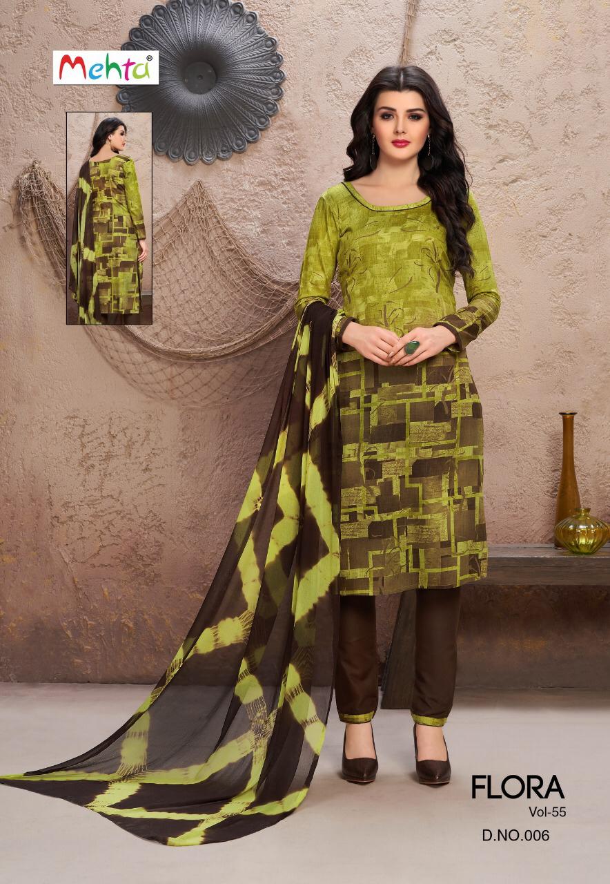 Flora Vol-55 By Mehta 001 To 010 Series Indian Traditional Wear Collection Beautiful Stylish Fancy Colorful Party Wear & Occasional Wear Cotton Printed Dress At Wholesale Price