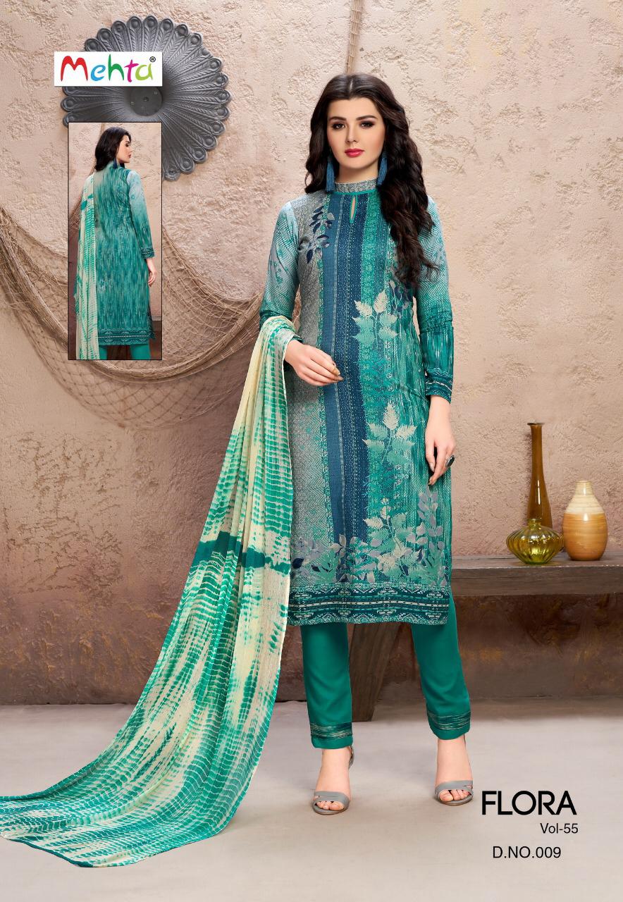Flora Vol-55 By Mehta 001 To 010 Series Indian Traditional Wear Collection Beautiful Stylish Fancy Colorful Party Wear & Occasional Wear Cotton Printed Dress At Wholesale Price