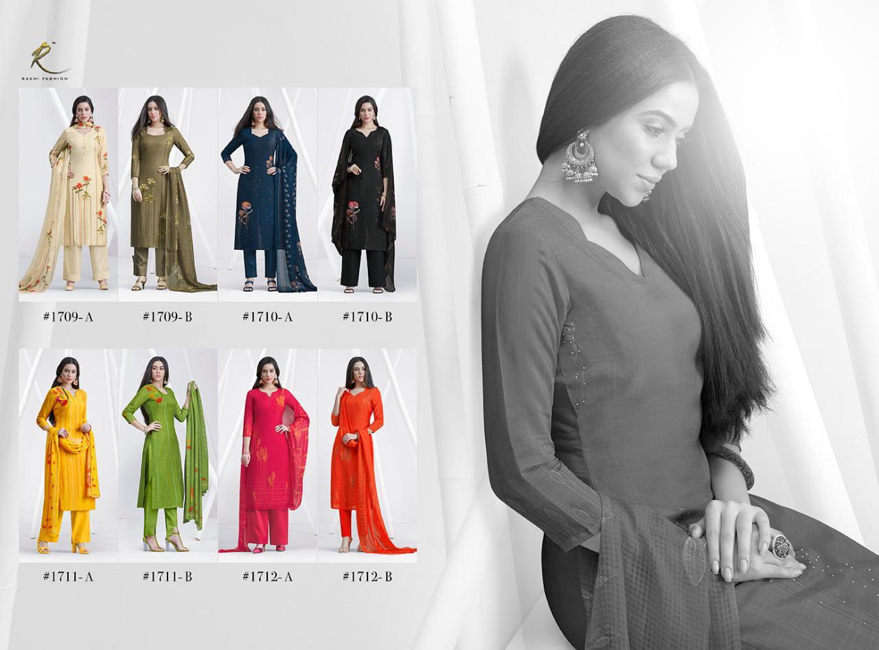 Floral By Rakhi Fashion 1709-a To 1712-b Series Beautiful Stylish Fancy Colorful Casual Wear & Ethnic Wear Pure Viscose Modal Digital Print Digital Print With Embroidery Dresses At Wholesale Price