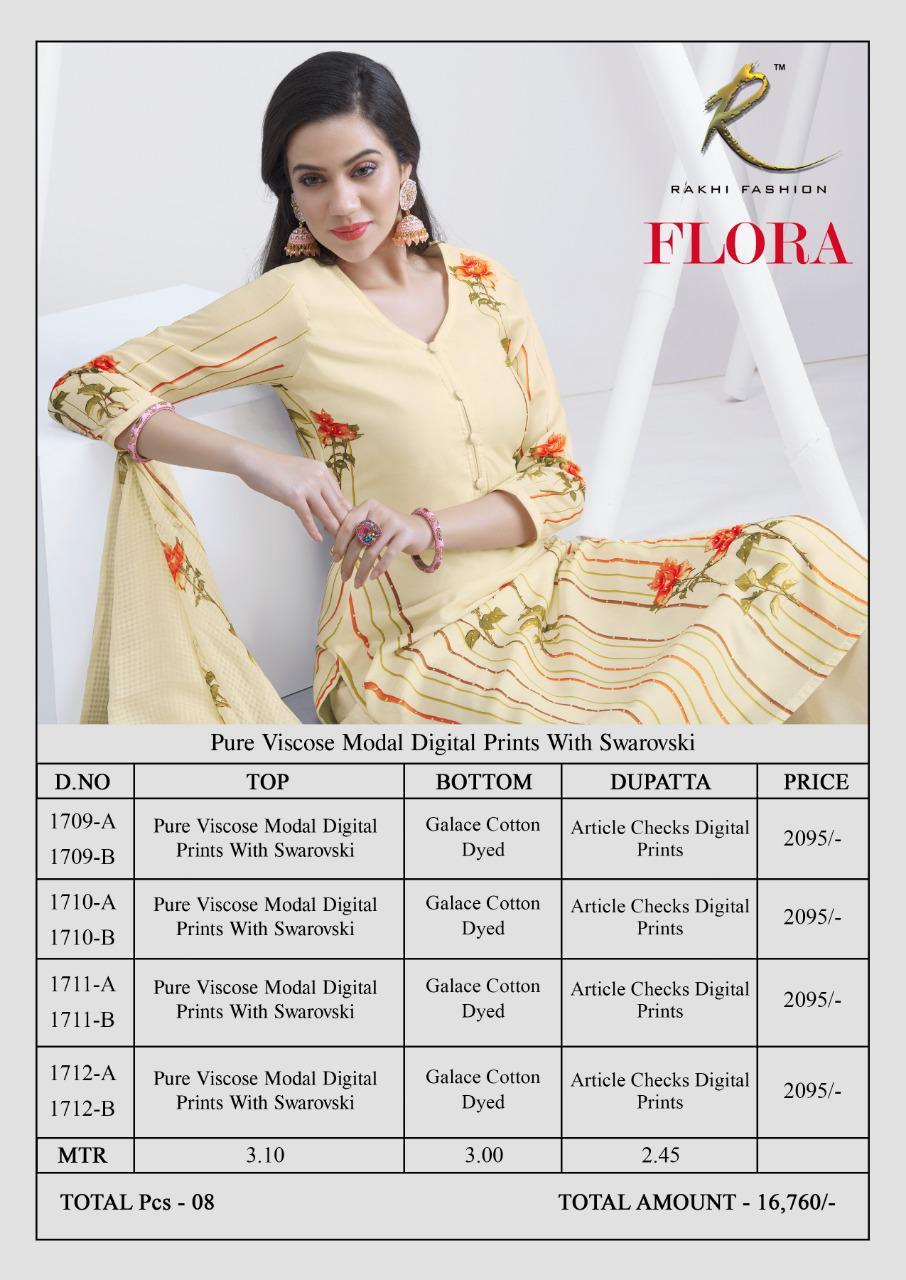 Floral By Rakhi Fashion 1709-a To 1712-b Series Beautiful Stylish Fancy Colorful Casual Wear & Ethnic Wear Pure Viscose Modal Digital Print Digital Print With Embroidery Dresses At Wholesale Price