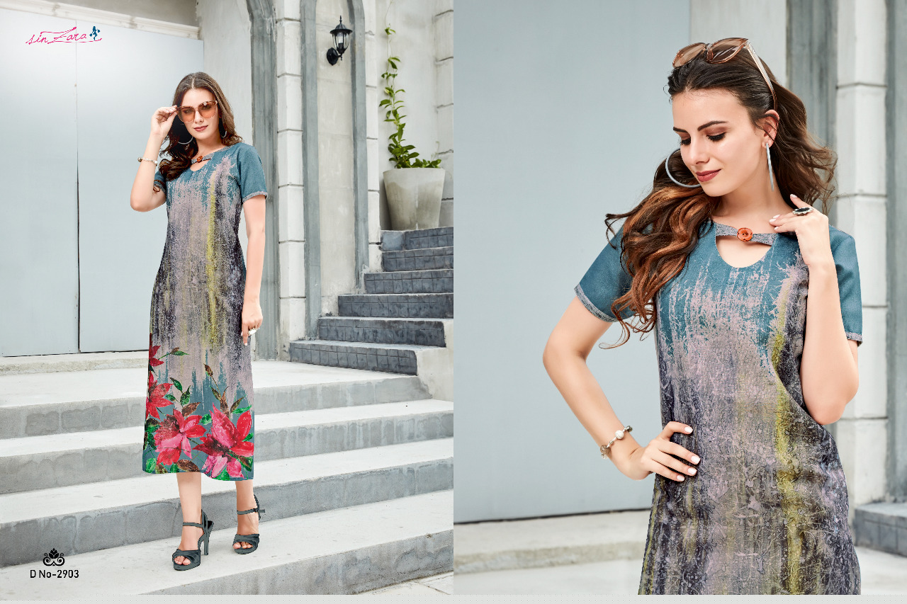 Floraine By Sin Zara 2901 To 2910 Series Beautiful Colorful Stylish Fancy Casual Wear & Ethnic Wear & Ready To Wear Linen With Digital Print Kurtis At Wholesale Price