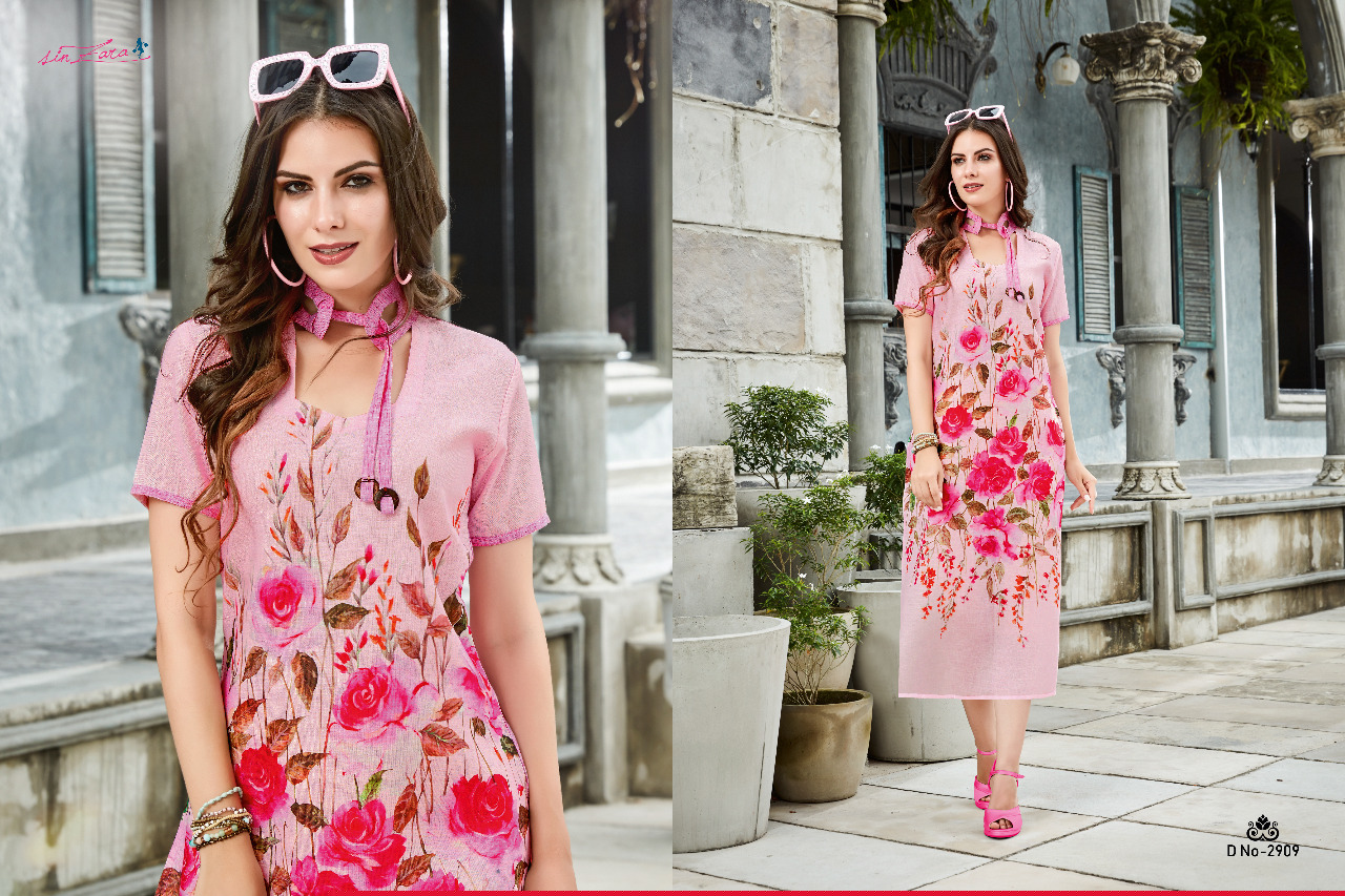 Floraine By Sin Zara 2901 To 2910 Series Beautiful Colorful Stylish Fancy Casual Wear & Ethnic Wear & Ready To Wear Linen With Digital Print Kurtis At Wholesale Price