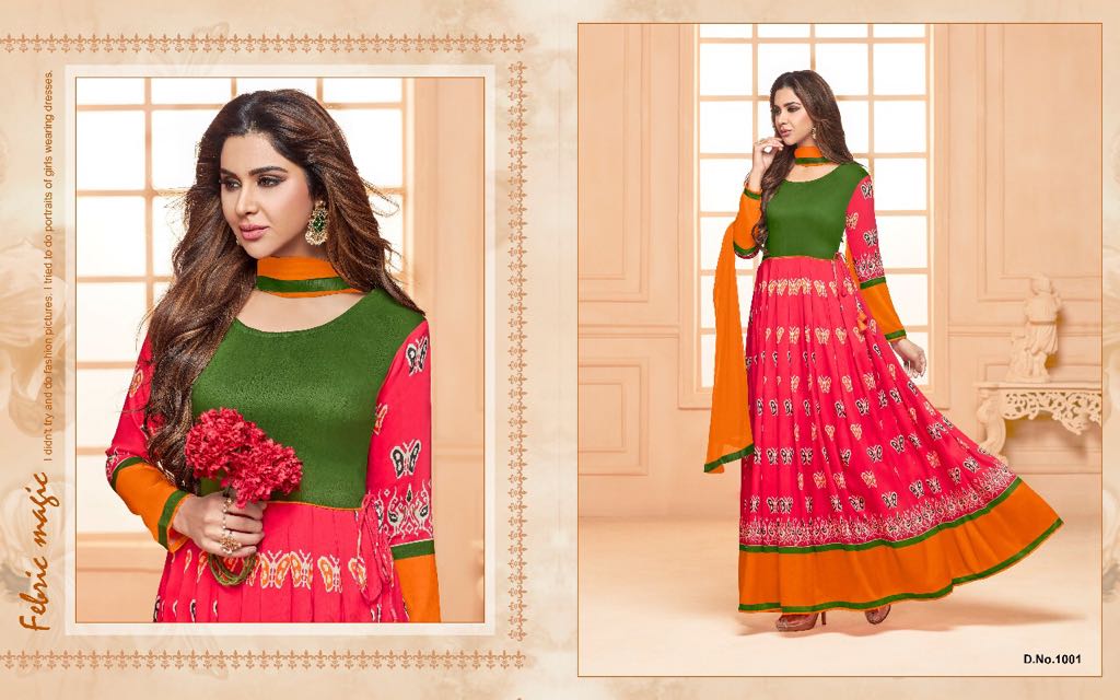 Floral Vol-2 By Amrut Varsha Creation 1001 To 1009 Series Designer Anarkali Suits Beautiful Stylish Fancy Colorful Party Wear & Ethnic Wear Muslin Printed Dresses At Wholesale Price