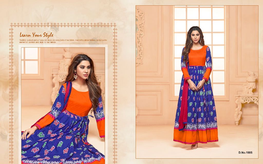 Floral Vol-2 By Amrut Varsha Creation 1001 To 1009 Series Designer Anarkali Suits Beautiful Stylish Fancy Colorful Party Wear & Ethnic Wear Muslin Printed Dresses At Wholesale Price