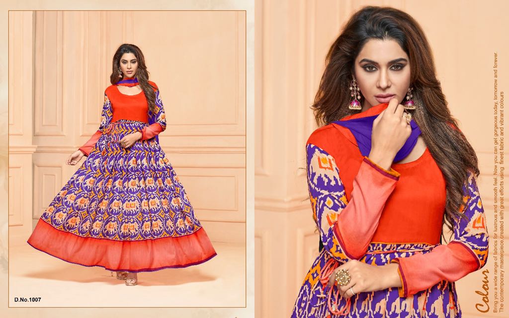 Floral Vol-2 By Amrut Varsha Creation 1001 To 1009 Series Designer Anarkali Suits Beautiful Stylish Fancy Colorful Party Wear & Ethnic Wear Muslin Printed Dresses At Wholesale Price