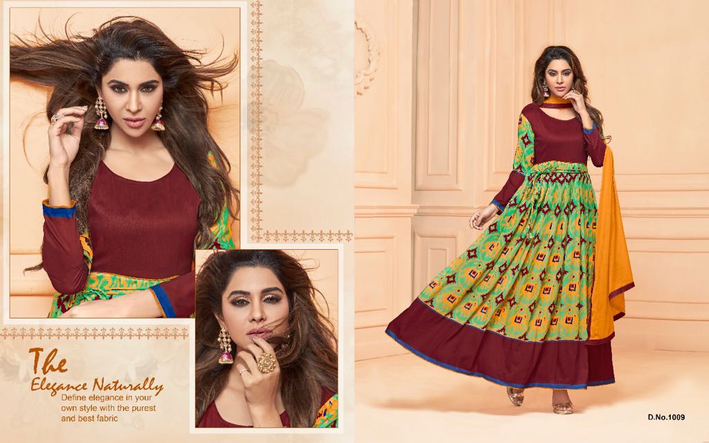 Floral Vol-2 By Amrut Varsha Creation 1001 To 1009 Series Designer Anarkali Suits Beautiful Stylish Fancy Colorful Party Wear & Ethnic Wear Muslin Printed Dresses At Wholesale Price