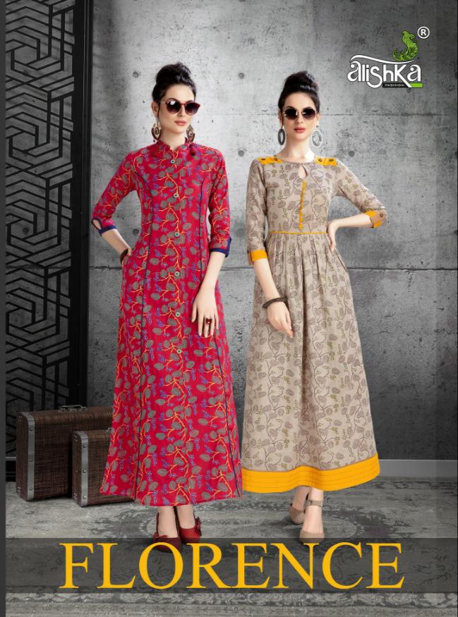 Florance By Alishka Fashion 1001 To 1006 Series Beautiful Stylish Fancy Colorful Casual Wear & Ethnic Wear Cotton Slub Printed Kurtis At Wholesale Price