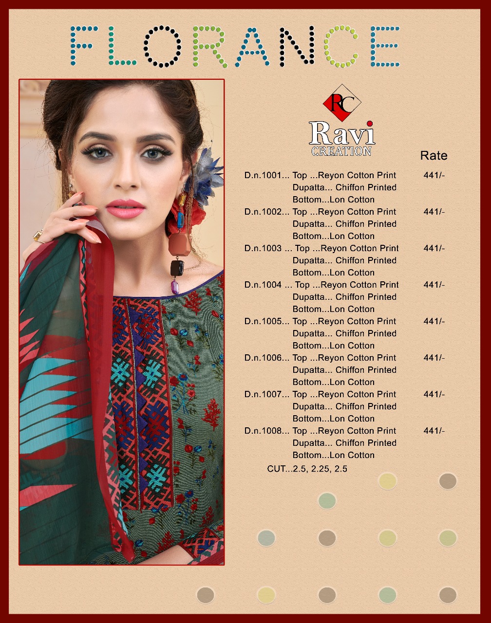 Florance By Ravi Creation 1001 To 1008 Series Beautiful Suits Stylish Fancy Colorful Casual Wear & Ethnic Wear Rayon Cotton Printed Dresses At Wholesale Price