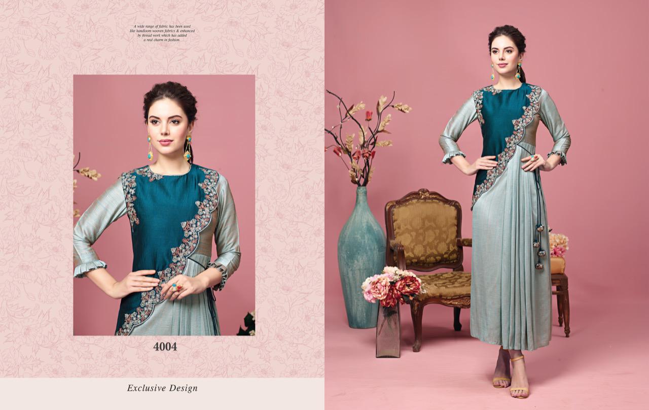 Florence Vol-2 By Nitara 4001 To 4005 Series Beautiful Stylish Fancy Colorful Casual Wear & Ethnic Wear & Ready To Wear Silk Kurtis At Wholesale Price