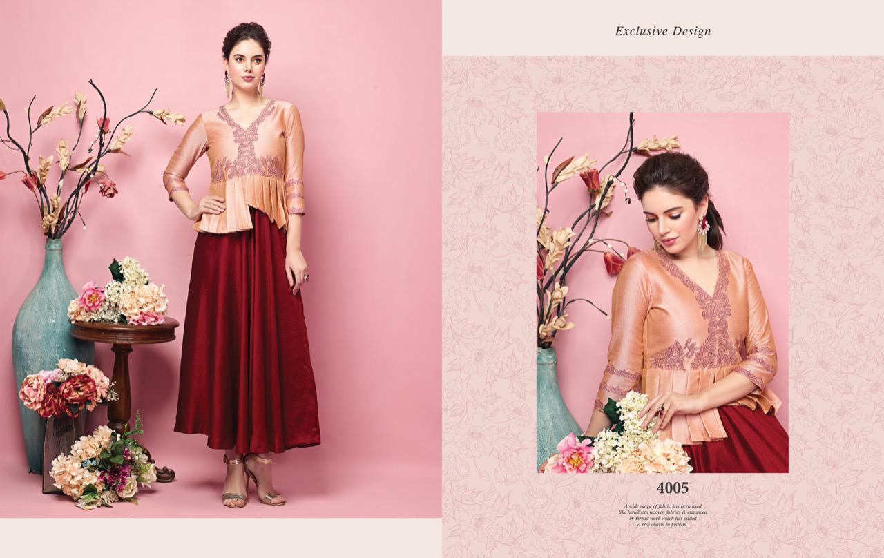 Florence Vol-2 By Nitara 4001 To 4005 Series Beautiful Stylish Fancy Colorful Casual Wear & Ethnic Wear & Ready To Wear Silk Kurtis At Wholesale Price