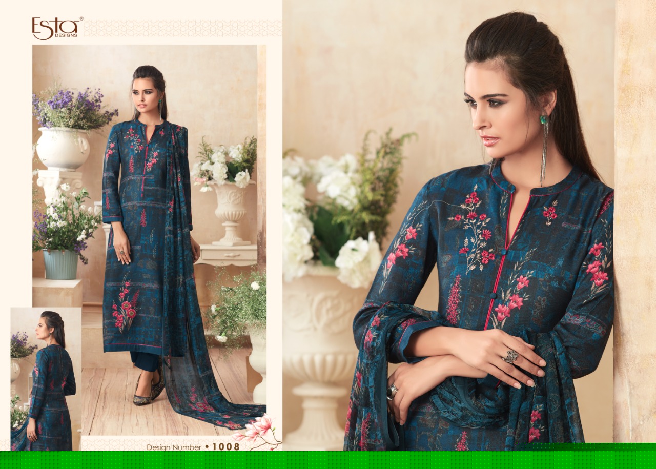 Florence By Esta Designs 1001 To 1012 Series Beautiful Winter Suits Collection Stylish Fancy Colorful Winter Wear & Ethnic Wear Pure Pashmina Embroidered Dresses At Wholesale Price