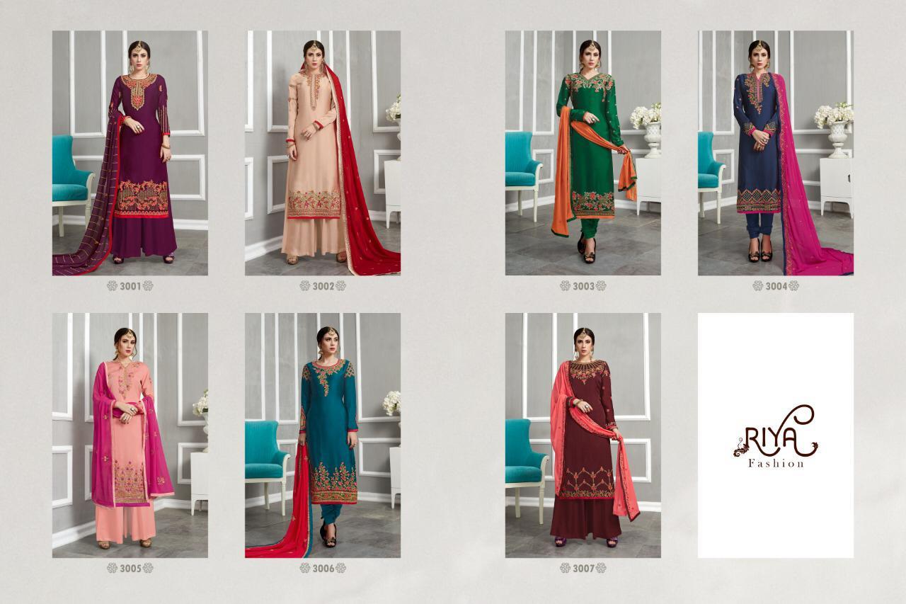 Sale Florida By Riya Fashion 3001 To 3007 Series Designer Sharara Suits Collection Beautiful Stylish Colorful Fancy Party Wear & Occasional Wear Satin Georgette Dresses At Wholesale Price
