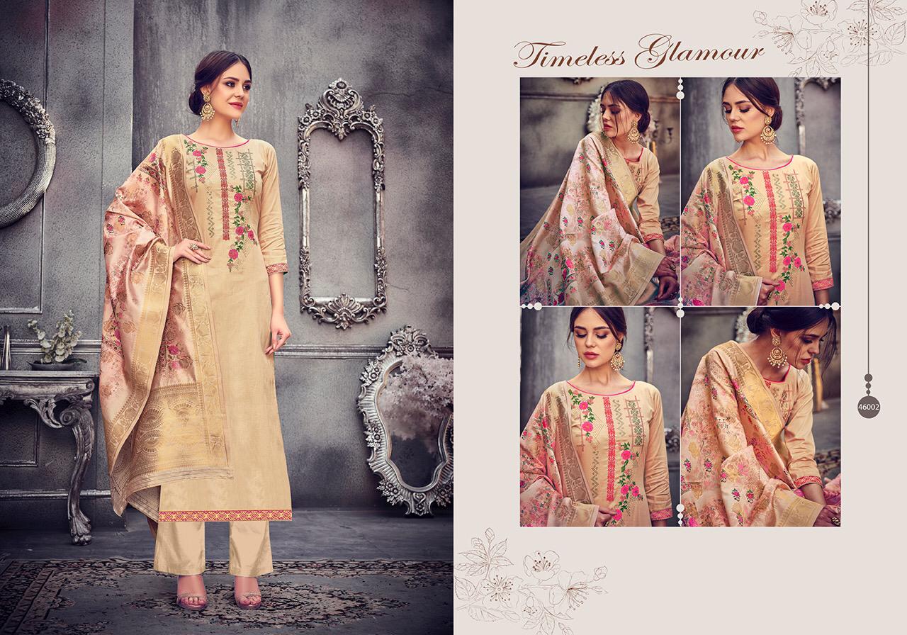 Flowery By Hariks 46001 To 46006 Designer Festive Suits Collection Beautiful Stylish Fancy Colorful Party Wear & Occasional Wear Jam Silk With Embroidery Dresses At Wholesale Price