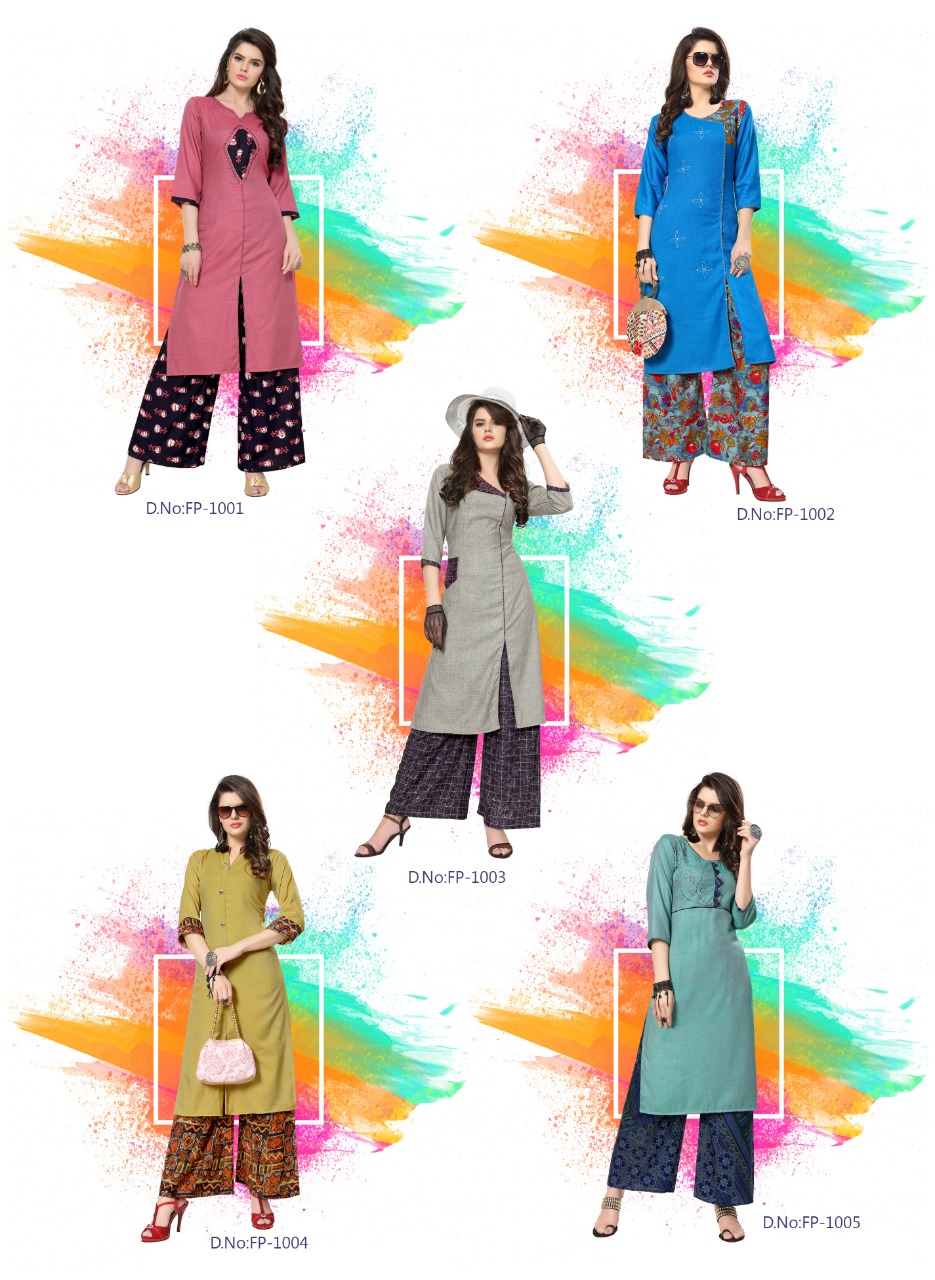Forever Plus Vol-1 By Pranjal Creations 1001 To 1005 Series Indian Traditional Wear Collection Beautiful Stylish Fancy Colorful Party Wear & Occasional Wear Plain Rayon Slub Print Kurtis With Palazzo At Wholesale Price
