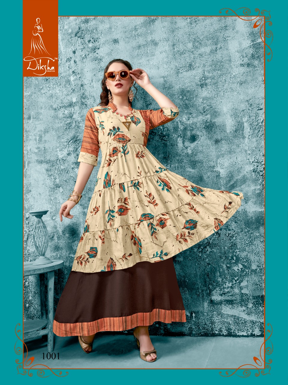 Free Style Vol-1 By Diksha Fashion 1001 To 1007 Series Beautiful Stylish Colorful Fancy Party Wear & Ethnic Wear & Ready To Wear Rayon Print With Embroidery Kurtis At Wholesale Price