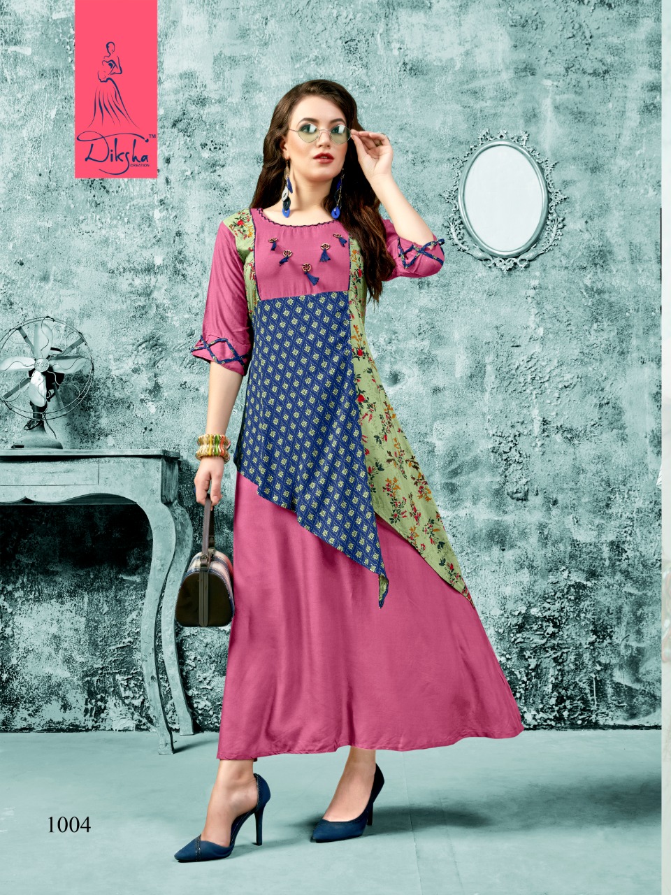 Free Style Vol-1 By Diksha Fashion 1001 To 1007 Series Beautiful Stylish Colorful Fancy Party Wear & Ethnic Wear & Ready To Wear Rayon Print With Embroidery Kurtis At Wholesale Price