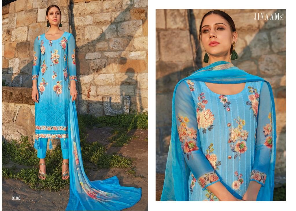 Freesia By Jinaam Dresses 8185 To 8193 Series Designer Suits Collection Beautiful Stylish Fancy Colorful Party Wear & Ethnic Wear Cotton Lawn Printed Dresses At Wholesale Price