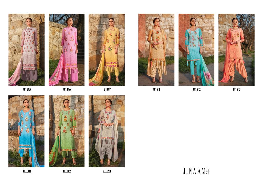 Freesia By Jinaam Dresses 8185 To 8193 Series Designer Suits Collection Beautiful Stylish Fancy Colorful Party Wear & Ethnic Wear Cotton Lawn Printed Dresses At Wholesale Price