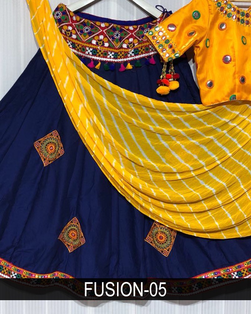 Fusion Vol-05 By Fashid Wholesale 501 To 504 Series Designer Beautiful Navratri Collection Occasional Wear & Party Wear Pure Maslin Silk Lehengas At Wholesale Price