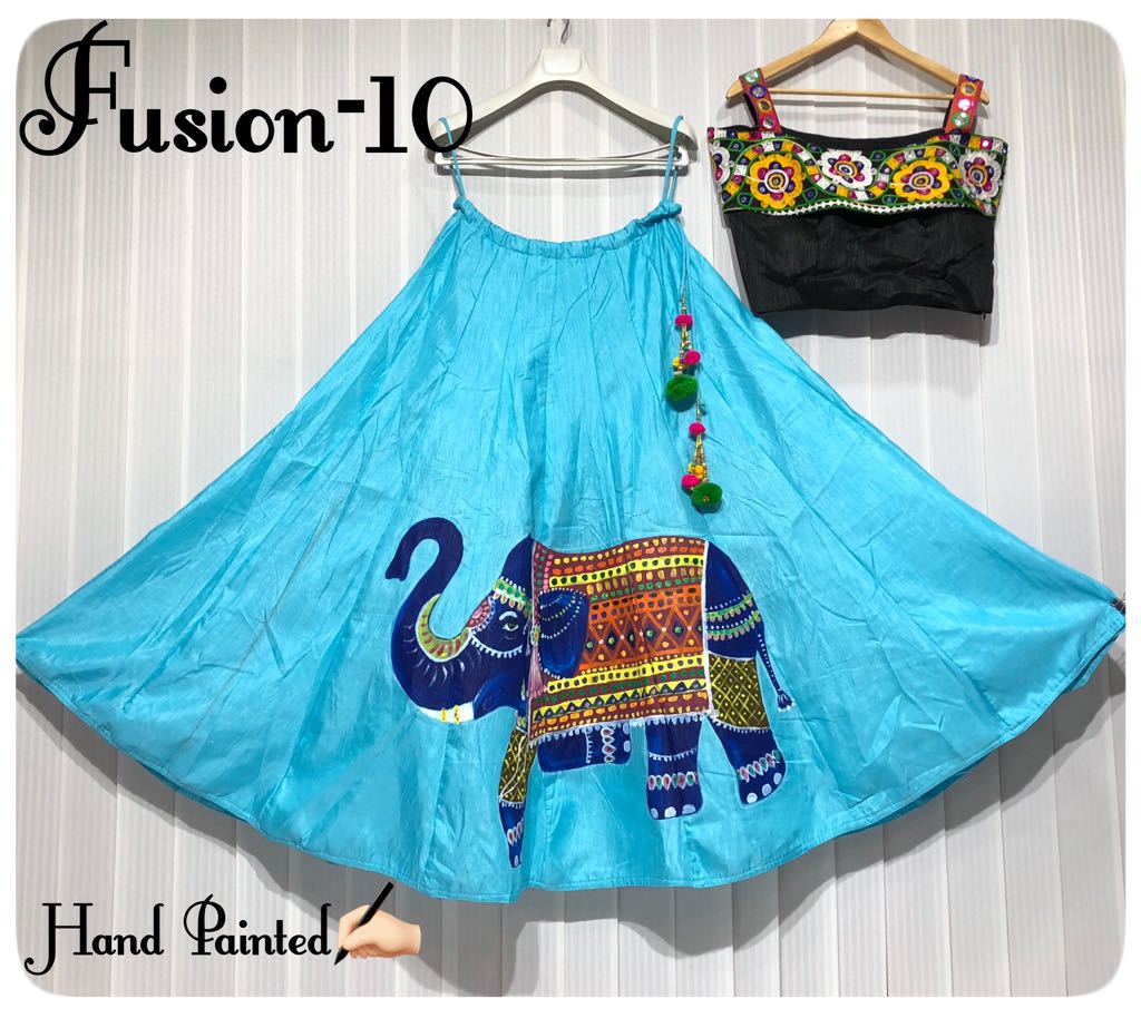 Fusion Vol-10 By Fashid Wholesale 10-a & 10-g Series Designer Beautiful Navratri Collection Occasional Wear & Party Wear Pure Muslin Silk Hand Printed Lehengas At Wholesale Price
