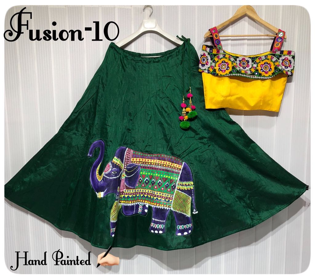 Fusion Vol-10 By Fashid Wholesale 10-a & 10-g Series Designer Beautiful Navratri Collection Occasional Wear & Party Wear Pure Muslin Silk Hand Printed Lehengas At Wholesale Price