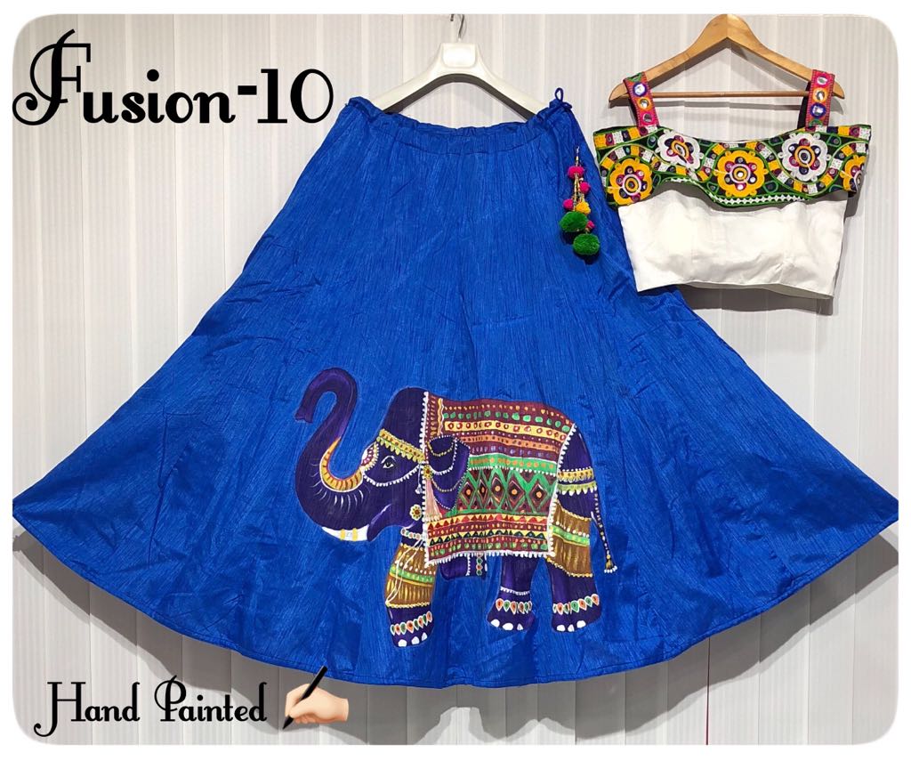 Fusion Vol-10 By Fashid Wholesale 10-a & 10-g Series Designer Beautiful Navratri Collection Occasional Wear & Party Wear Pure Muslin Silk Hand Printed Lehengas At Wholesale Price