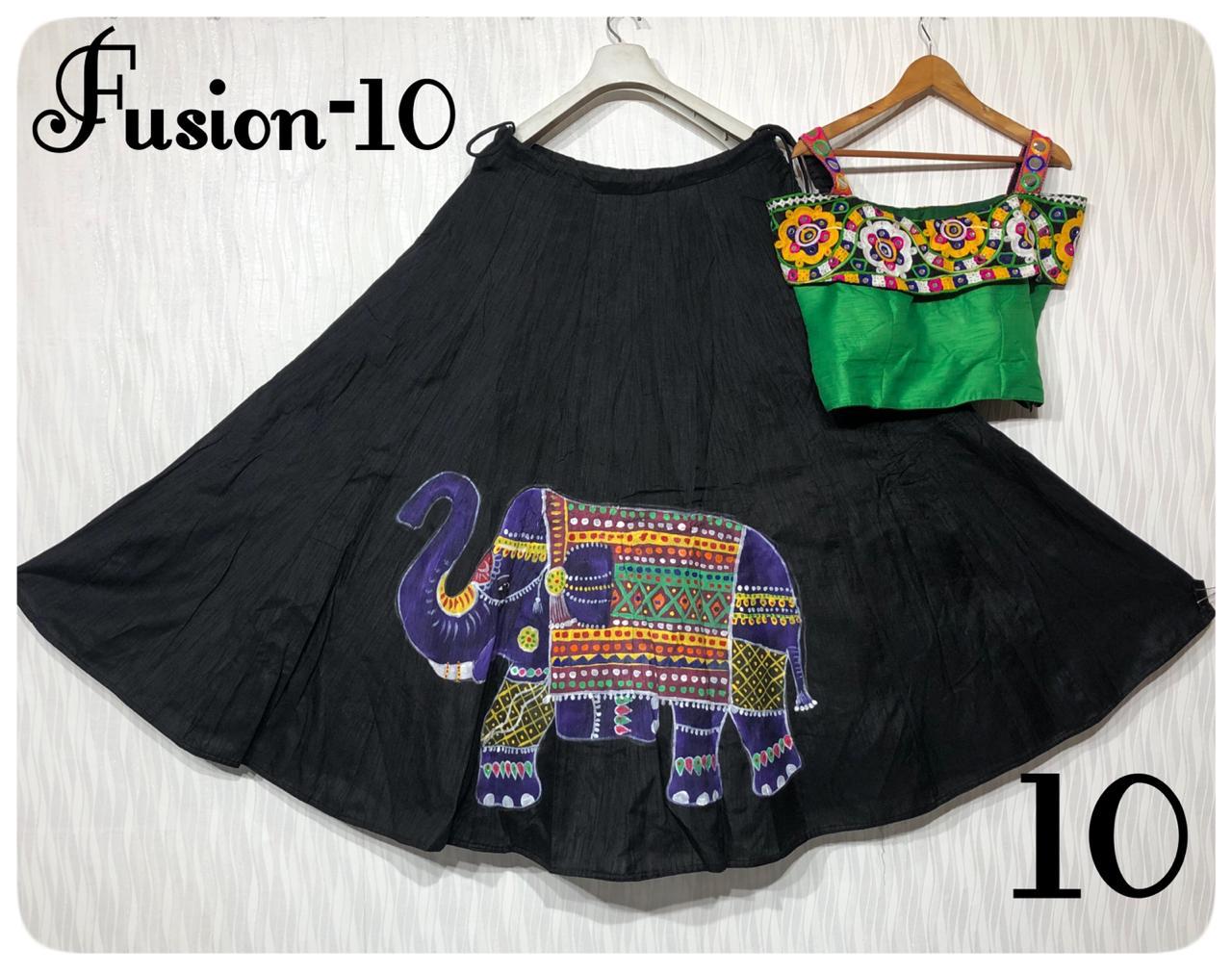 Fusion Vol-10 By Fashid Wholesale 10-a & 10-g Series Designer Beautiful Navratri Collection Occasional Wear & Party Wear Pure Muslin Silk Hand Printed Lehengas At Wholesale Price