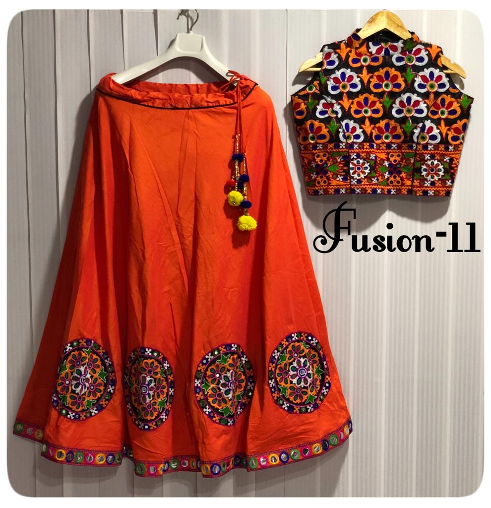 Fusion Vol-11 By Fashid Wholesale 11-a & 11-d Series Designer Beautiful Navratri Collection Occasional Wear & Party Wear Pure Cotton Silk Embroidered Lehengas At Wholesale Price