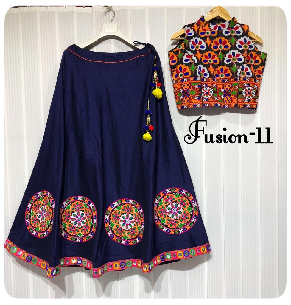 Fusion Vol-11 By Fashid Wholesale 11-a & 11-d Series Designer Beautiful Navratri Collection Occasional Wear & Party Wear Pure Cotton Silk Embroidered Lehengas At Wholesale Price