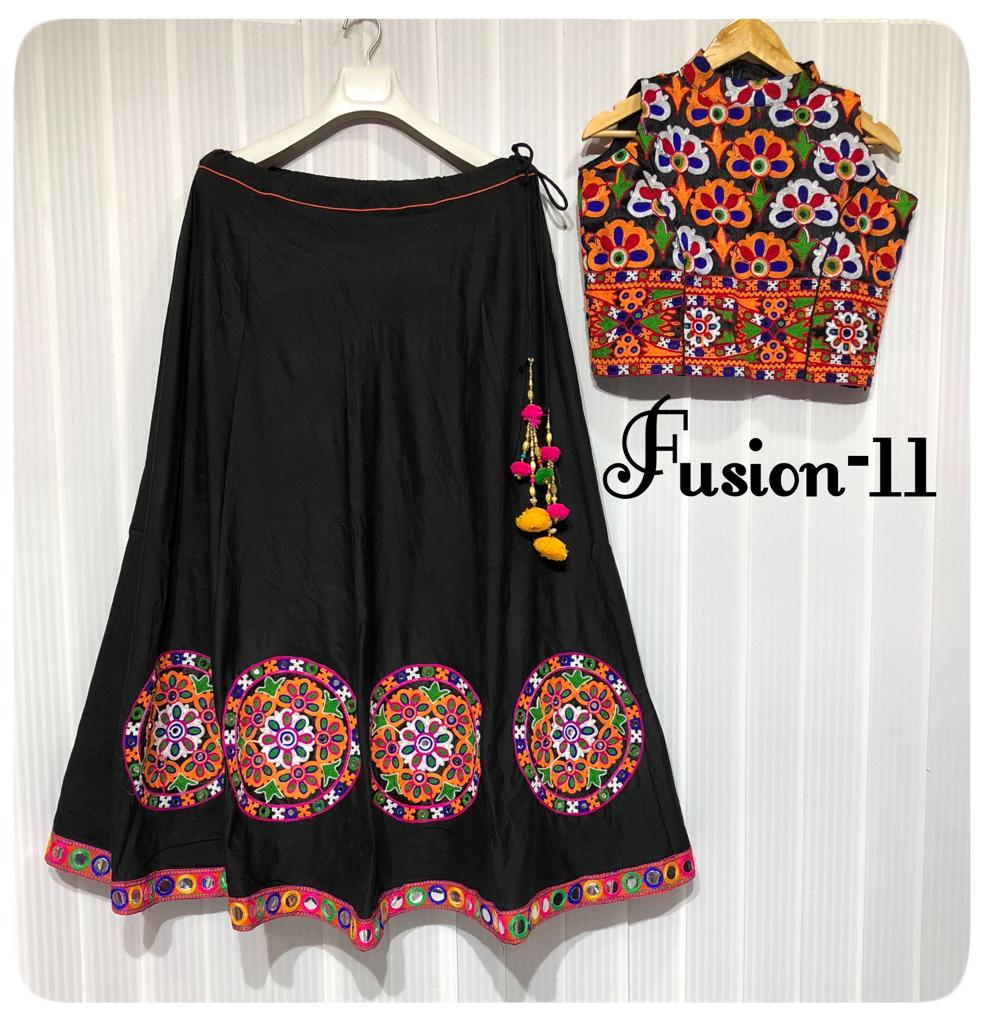 Fusion Vol-11 By Fashid Wholesale 11-a & 11-d Series Designer Beautiful Navratri Collection Occasional Wear & Party Wear Pure Cotton Silk Embroidered Lehengas At Wholesale Price