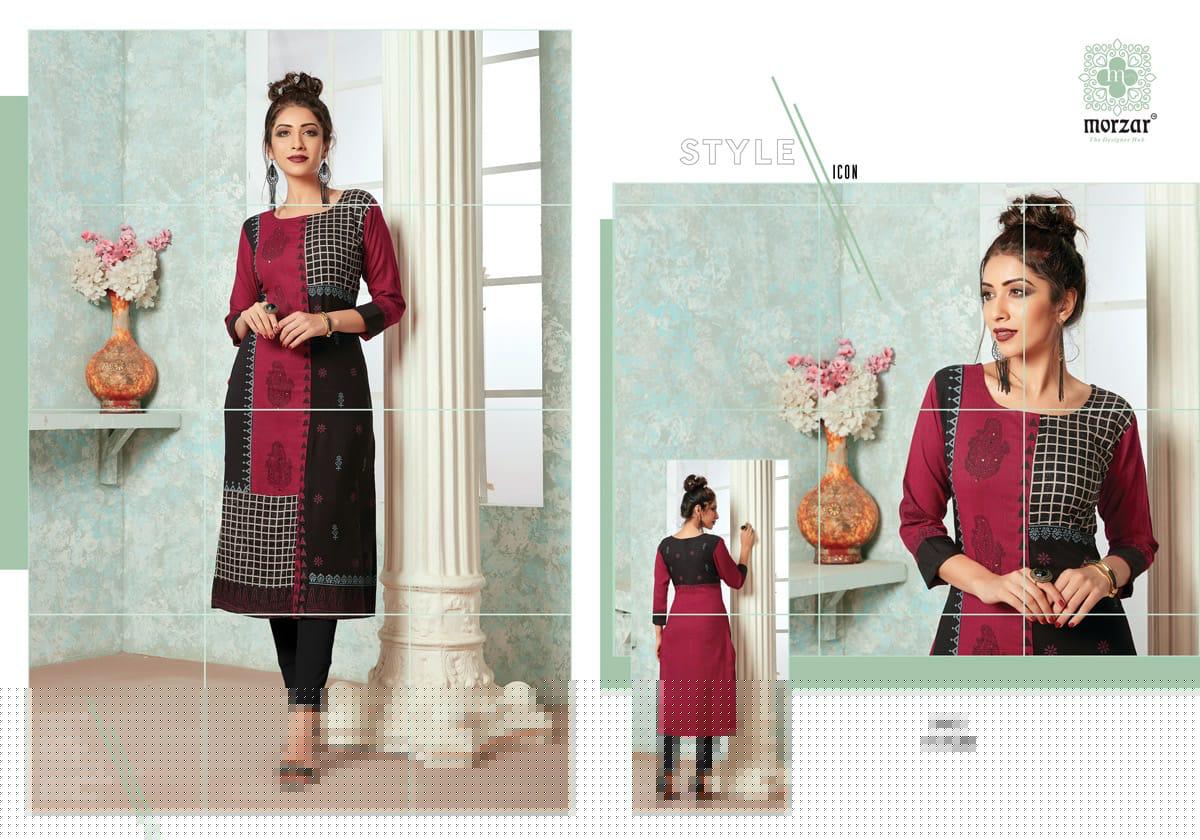 Future By Morzar 9001 To 9008 Series Designer Beautiful Stylish Colorful Fancy Ready To Wear & Casual Wear & Ethnic Wear Heavy Two Tone Rayon Handworked Kurtis At Wholesale Price