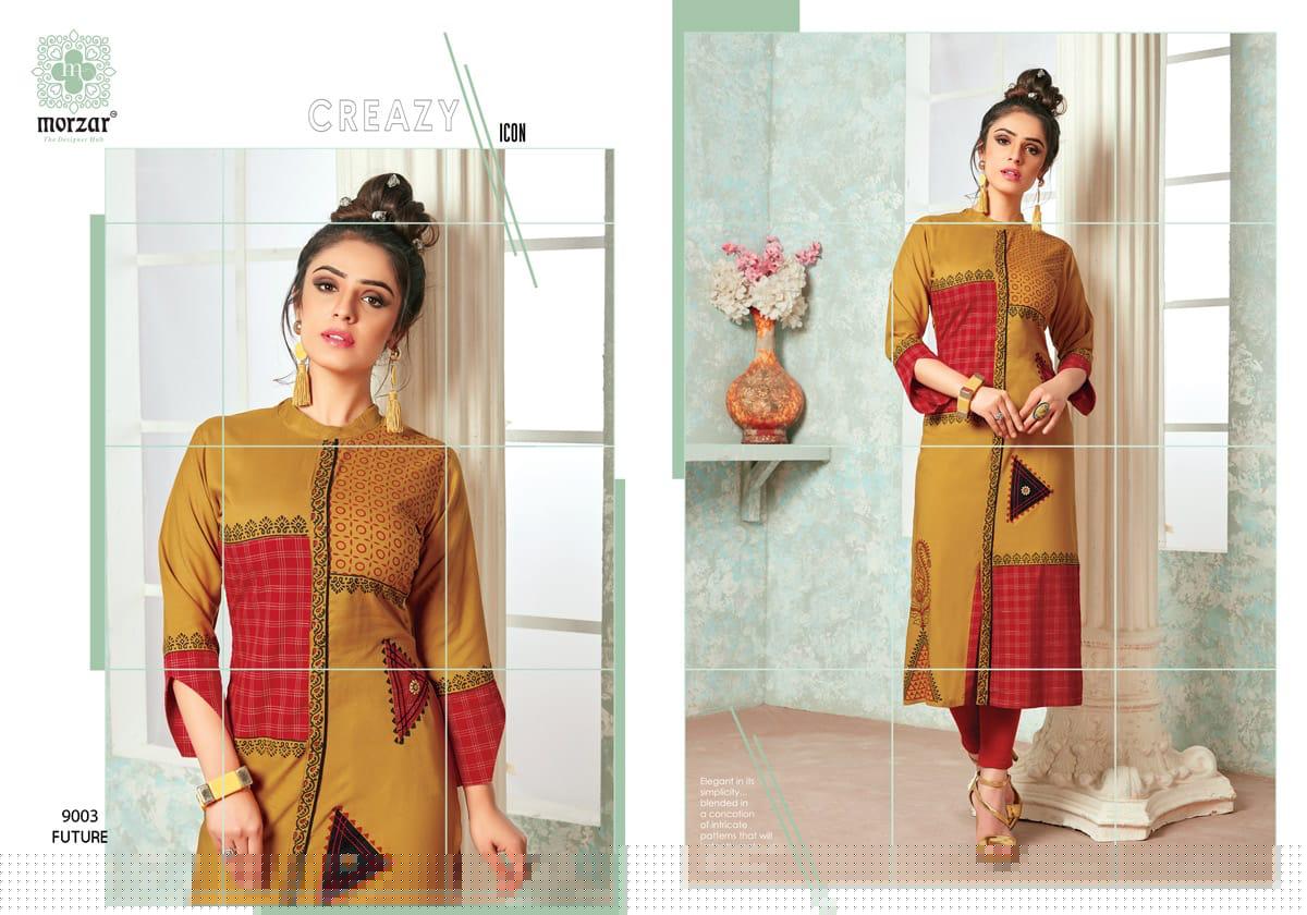 Future By Morzar 9001 To 9008 Series Designer Beautiful Stylish Colorful Fancy Ready To Wear & Casual Wear & Ethnic Wear Heavy Two Tone Rayon Handworked Kurtis At Wholesale Price