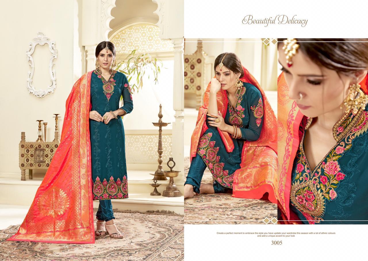 Gaama By Sarvada Creation 3001 To 3008 Series Designer Suits Beautiful Stylish Fancy Colorful Party Wear & Ethnic Wear Georgette Embroidered Dresses At Wholesale Price