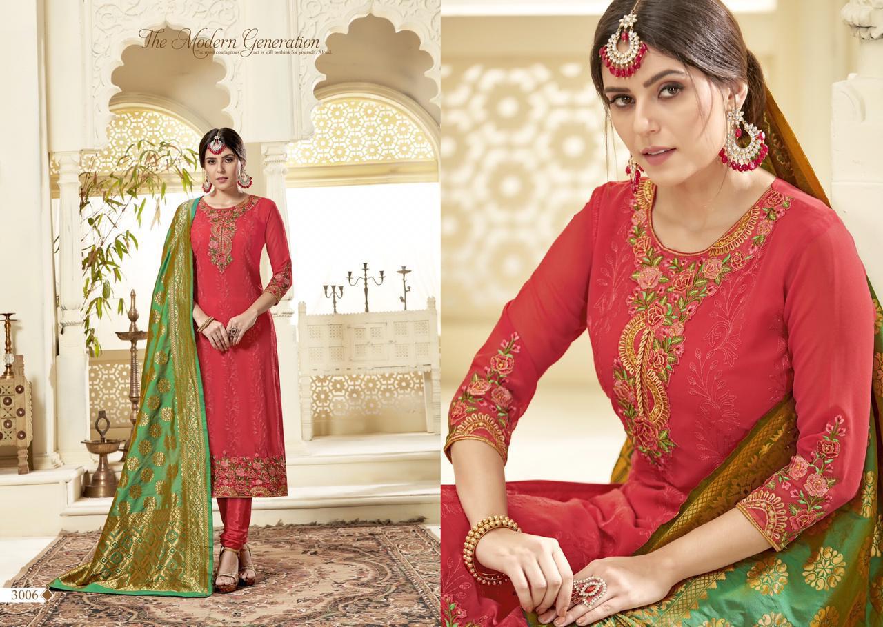Gaama By Sarvada Creation 3001 To 3008 Series Designer Suits Beautiful Stylish Fancy Colorful Party Wear & Ethnic Wear Georgette Embroidered Dresses At Wholesale Price