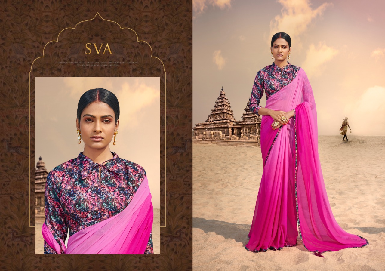 Gangawati By Sva 1001 To 1012 Series Designer Beautiful Indian Traditional Wear Colorful Fancy Party Wear & Occasional Wear Pure Chiffon Printed Sarees At Wholesale Price