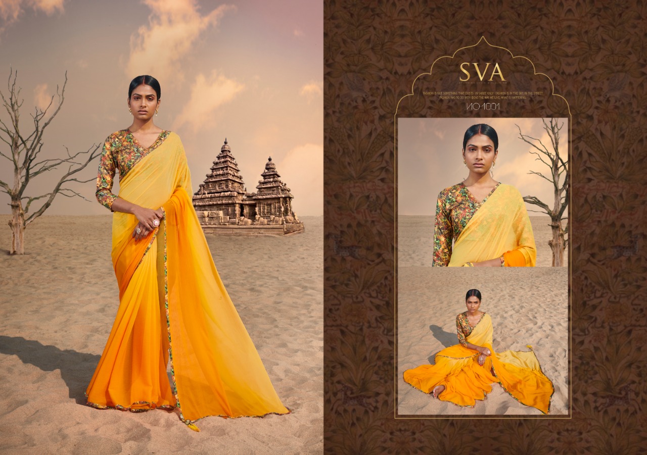 Gangawati By Sva 1001 To 1012 Series Designer Beautiful Indian Traditional Wear Colorful Fancy Party Wear & Occasional Wear Pure Chiffon Printed Sarees At Wholesale Price