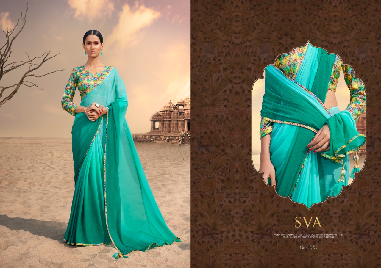 Gangawati By Sva 1001 To 1012 Series Designer Beautiful Indian Traditional Wear Colorful Fancy Party Wear & Occasional Wear Pure Chiffon Printed Sarees At Wholesale Price