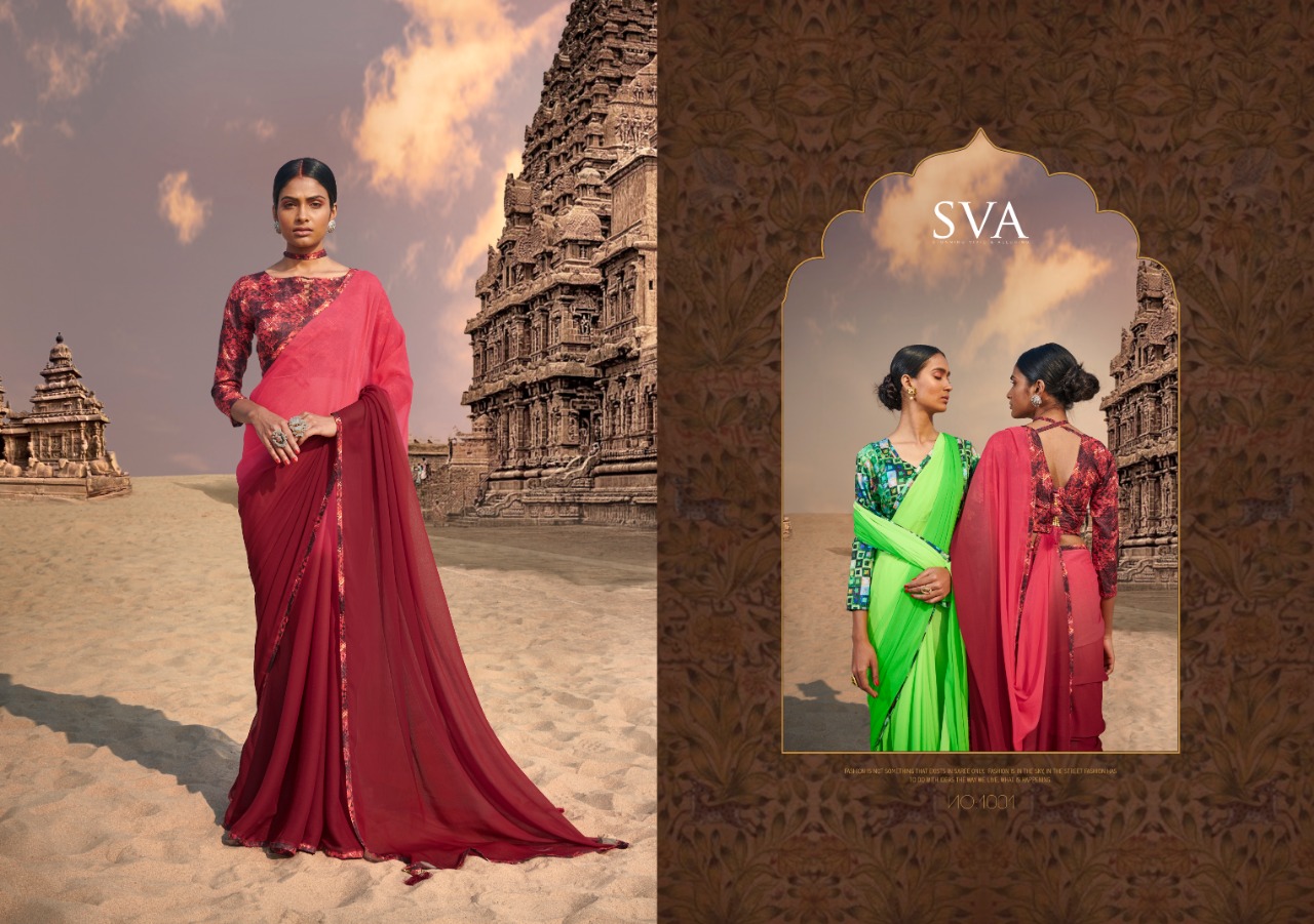 Gangawati By Sva 1001 To 1012 Series Designer Beautiful Indian Traditional Wear Colorful Fancy Party Wear & Occasional Wear Pure Chiffon Printed Sarees At Wholesale Price