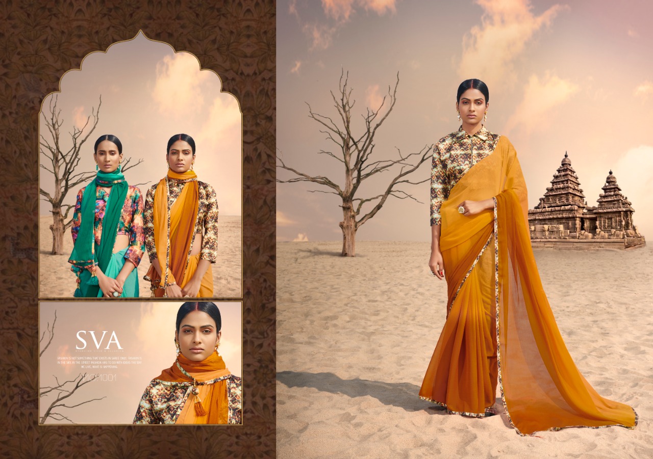 Gangawati By Sva 1001 To 1012 Series Designer Beautiful Indian Traditional Wear Colorful Fancy Party Wear & Occasional Wear Pure Chiffon Printed Sarees At Wholesale Price