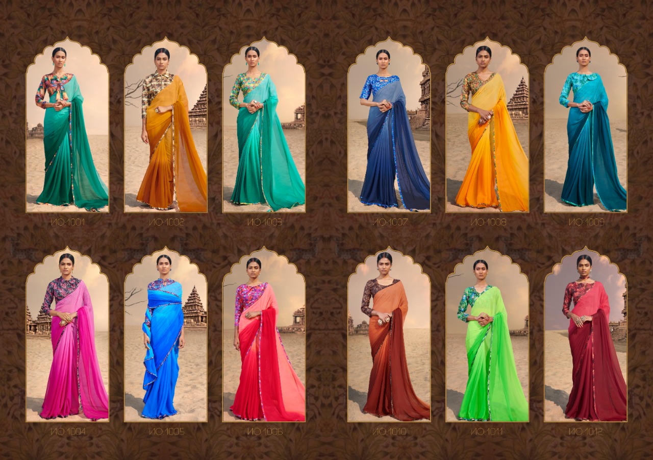 Gangawati By Sva 1001 To 1012 Series Designer Beautiful Indian Traditional Wear Colorful Fancy Party Wear & Occasional Wear Pure Chiffon Printed Sarees At Wholesale Price