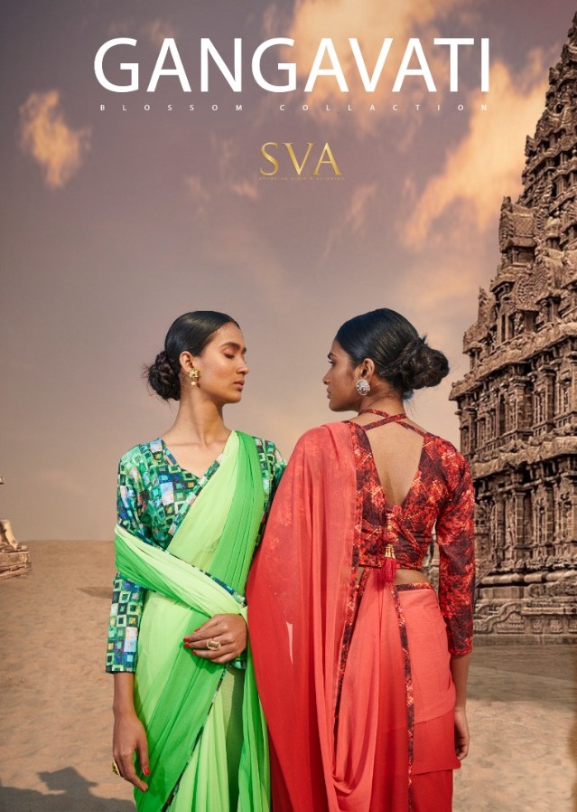 Gangawati By Sva 1001 To 1012 Series Designer Beautiful Indian Traditional Wear Colorful Fancy Party Wear & Occasional Wear Pure Chiffon Printed Sarees At Wholesale Price