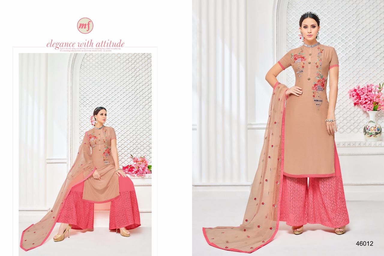 Garara Vol-1 By Mahaveer Fashion 46008 To 46013 Series Designer Suits Beautiful Stylish Fancy Colorful Party Wear & Occasional Wear Pure Muslin Silk Dresses At Wholesale Price