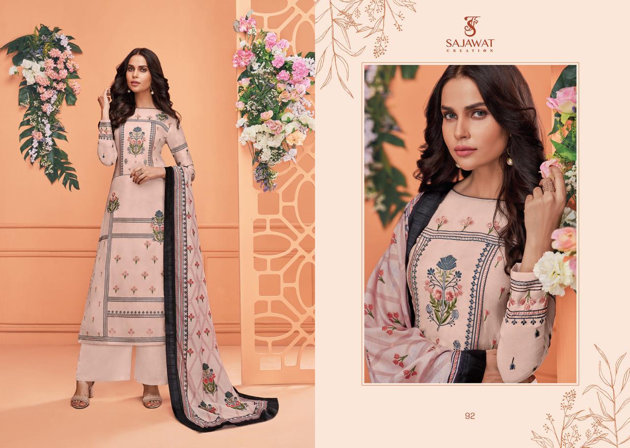 Garima By Sajawat Creation 91 To 95 Series Designer Suits Collection Beautiful Stylish Fancy Colorful Party Wear & Occasional Wear Pure Viscose Muslin With Heavy Embroidery Dresses At Wholesale Price