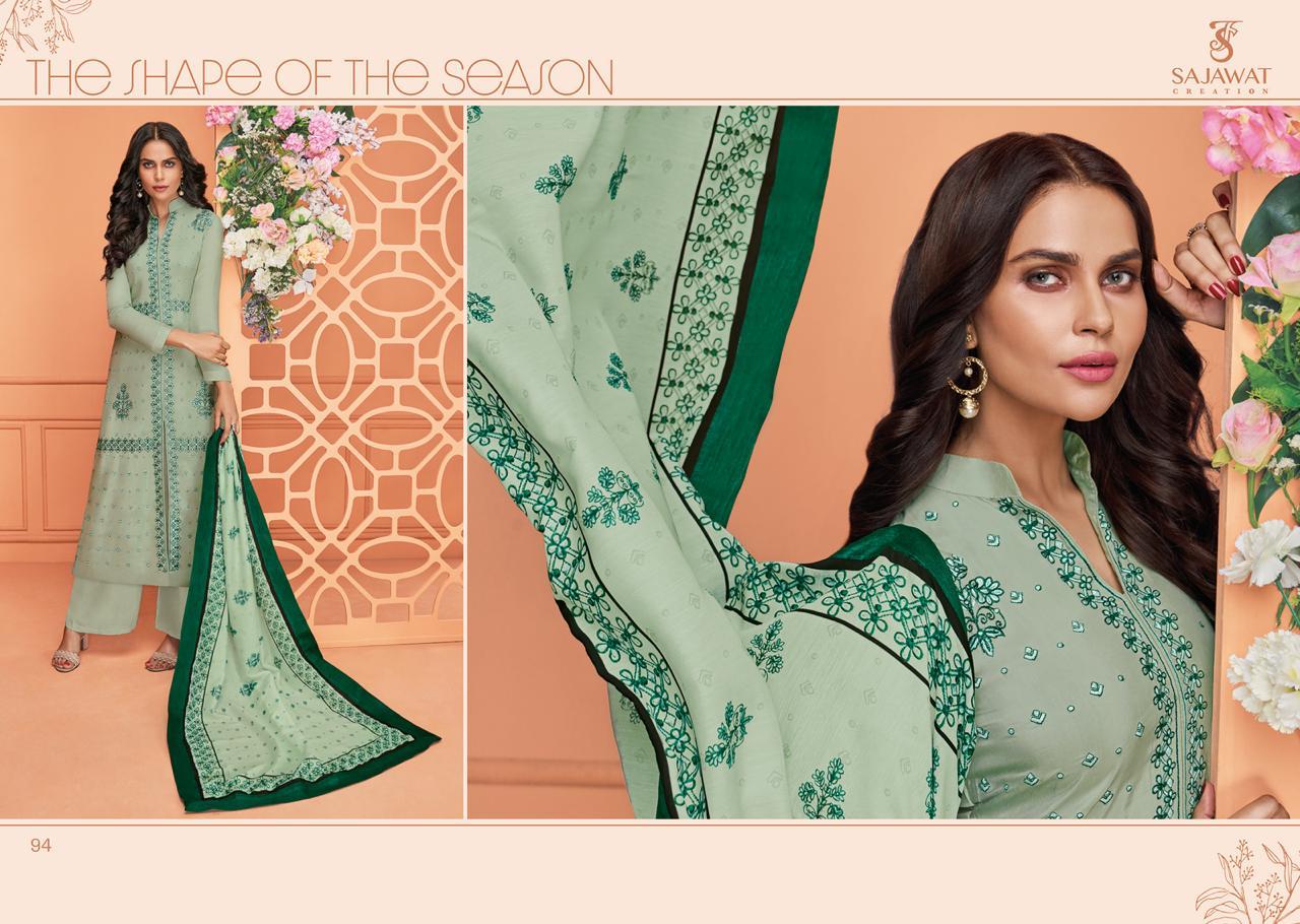 Garima By Sajawat Creation 91 To 95 Series Designer Suits Collection Beautiful Stylish Fancy Colorful Party Wear & Occasional Wear Pure Viscose Muslin With Heavy Embroidery Dresses At Wholesale Price