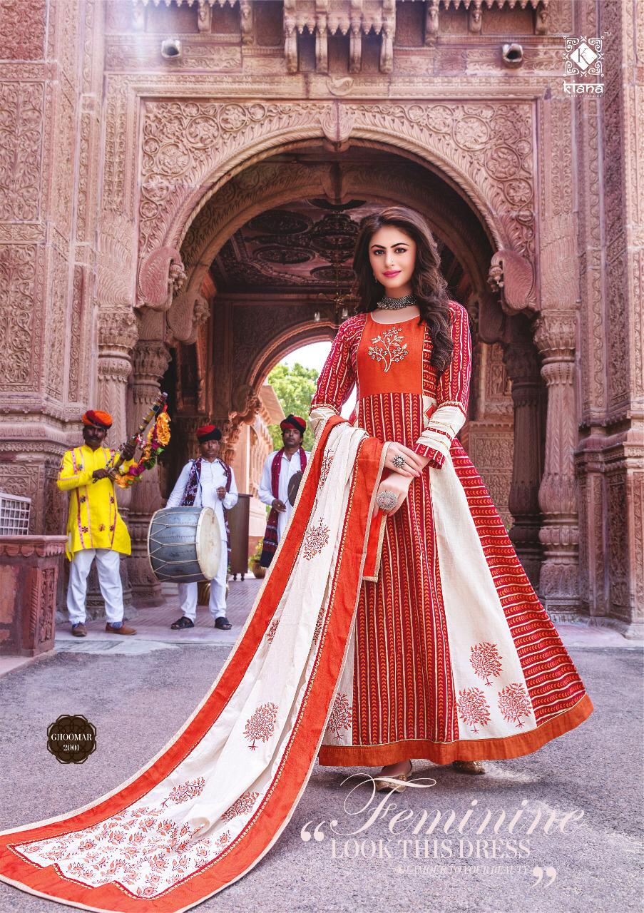 Ghoomar Vol-2 By Kiana Fashion 2001 To 2010 Series Designer Wear Collection Beautiful Stylish Fancy Colorful Party Wear & Occasional Wear Cotton Printed Gowns At Wholesale Price
