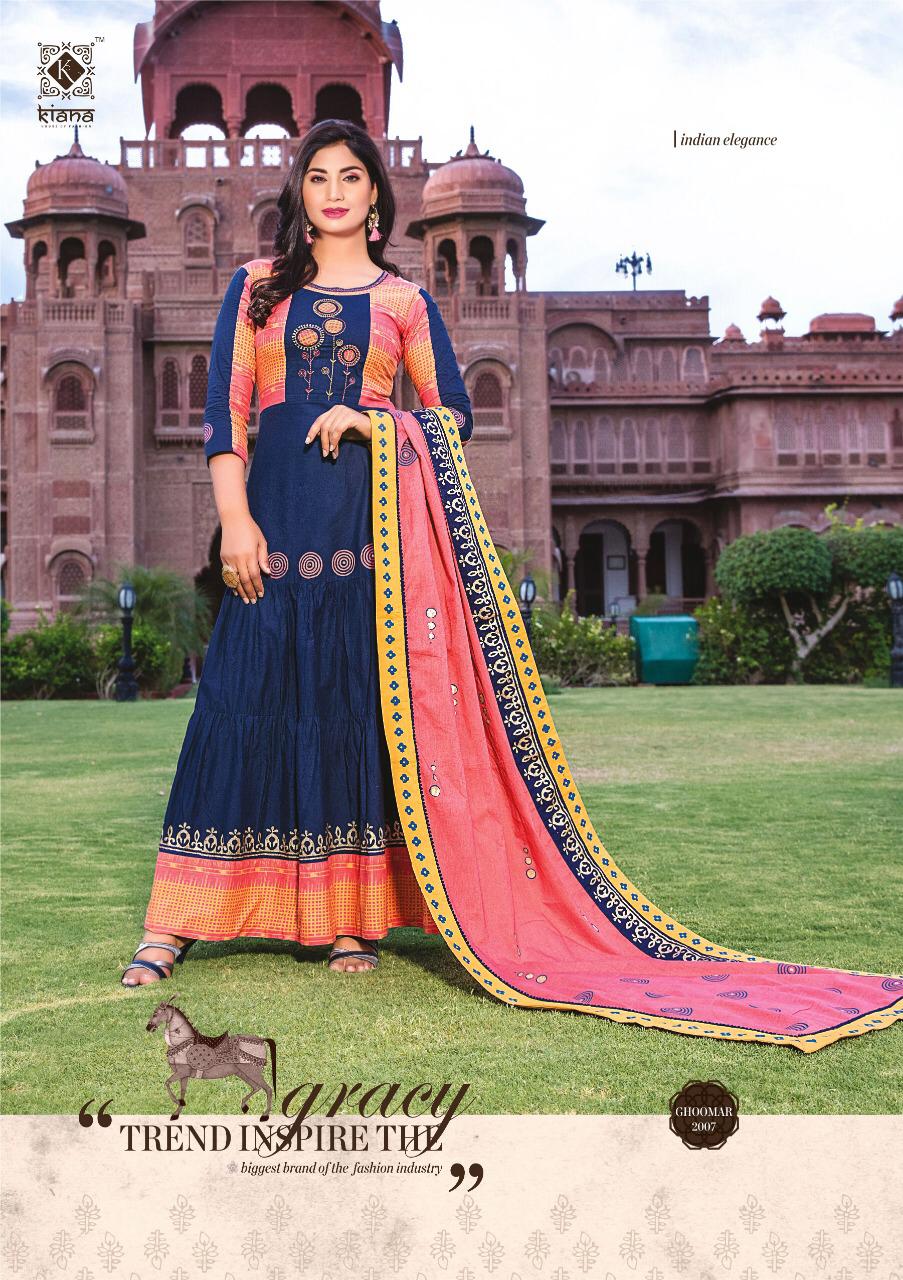 Ghoomar Vol-2 By Kiana Fashion 2001 To 2010 Series Designer Wear Collection Beautiful Stylish Fancy Colorful Party Wear & Occasional Wear Cotton Printed Gowns At Wholesale Price