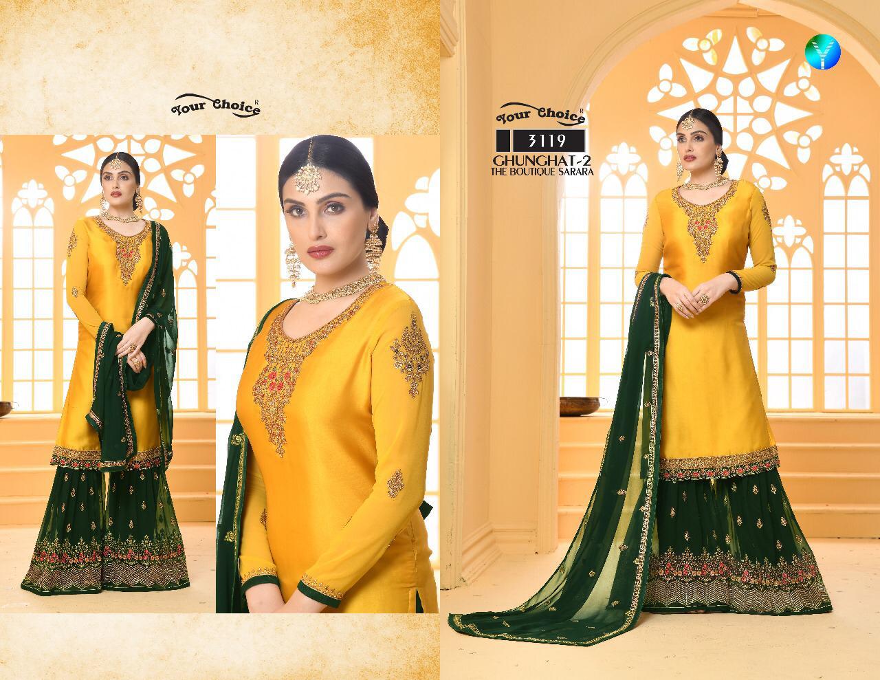 Ghunghat Vol-2 By Your Choice 3119 To 3122 Series Indian Traditional Wear Collection Beautiful Stylish Fancy Colorful Party Wear & Occasional Wear Satin Georgette Dresses At Wholesale Price