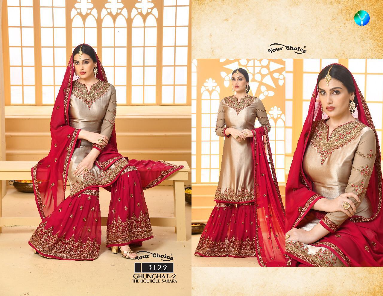 Ghunghat Vol-2 By Your Choice 3119 To 3122 Series Indian Traditional Wear Collection Beautiful Stylish Fancy Colorful Party Wear & Occasional Wear Satin Georgette Dresses At Wholesale Price