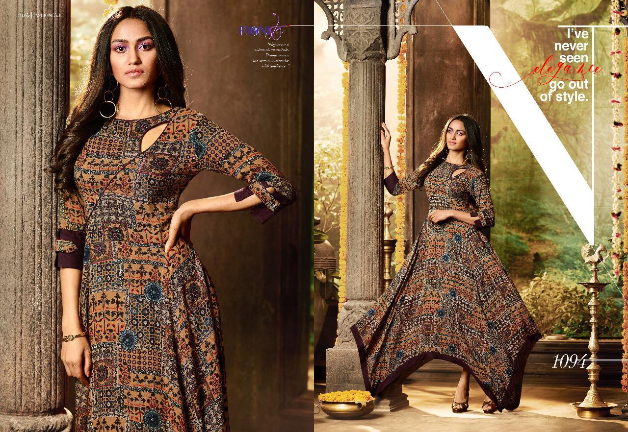 Glam Girl By Fionista 1091 To 1099 Series Beautiful Stylish Fancy Colorful Designer Party Wear & Ethnic Wear & Ready To Wear Heavy Rayon Digital Kurtis At Wholesale Price